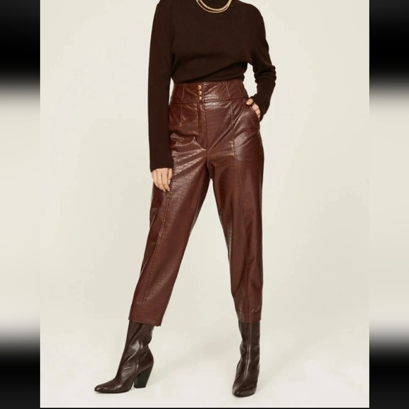 Veronica Beard Pants - Veronica Beard Carabella Embossed Croc Effect Cropped Tapered Pants Size 4